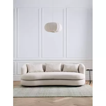 John Lewis Lozenge Large 3 Seater Sofa, Black Leg Twisted Boucle Putty | H80 x W216 x D110cm