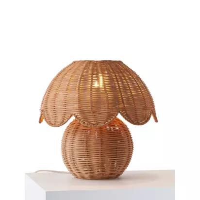 John Lewis Tisse Woven Rattan Table Lamp, Natural Rattan | H31 x W30 x D30cm