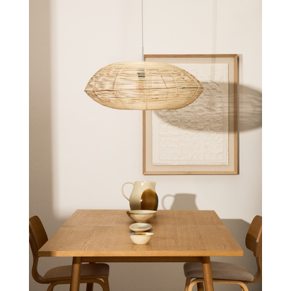 Flaro rattan ceiling lamp shade with light finish Ã˜70cm