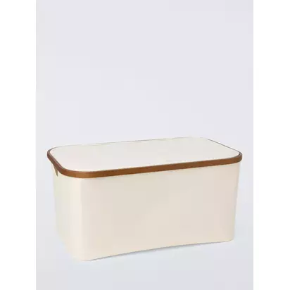 John Lewis Bamboo Rim Lidded Storage Basket, H25 x W53.4 x D33cm Natural | H3 x W53.40 x D33cm