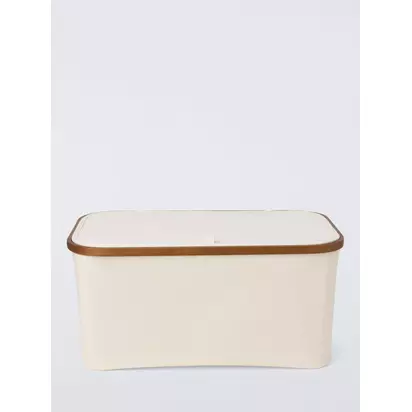 John Lewis Bamboo Rim Lidded Storage Basket, H25 x W53.4 x D33cm Natural | H3 x W53.40 x D33cm
