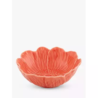 Bordallo Pinheiro Flora Large Earthenware Bowl, 17cm Coral | H5.5 x Dia.17cm