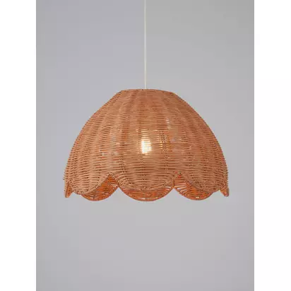 John Lewis Tisse Scallop Rattan Pendant Ceiling Shade, Natural Rattan | H22 x W35 x D35cm