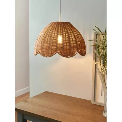 John Lewis Tisse Scallop Rattan Pendant Ceiling Shade, Natural Rattan | H22 x W35 x D35cm