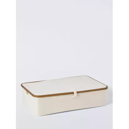 John Lewis Bamboo Rim Lidded Underbed Storage Basket, H19 x W76 x D45cm Natural | H3.50 x W76 x D45cm