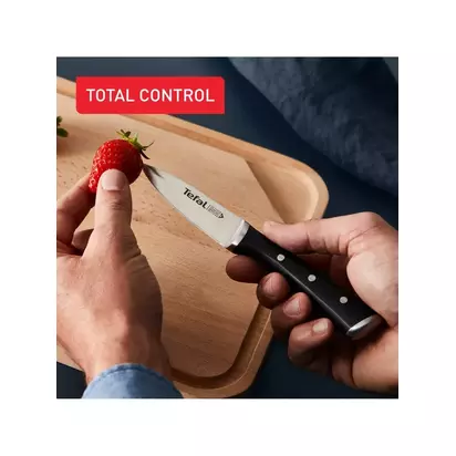 Tefal Ice Force Stainless Steel Knives & Filled Wood Knife Block Set, 5 Piece Black