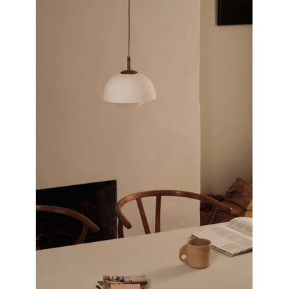 Porsa - 1 light aged brass and warm white porcelain pendant