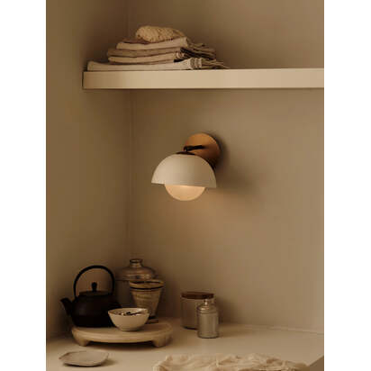 Porsa - 1 light aged brass and warm white porcelain wall light
