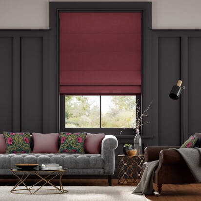 BLINDS 2 GO - Liliana Garnet Roman Blind - width 100cm x drop 183cm - Exact - Blackout 