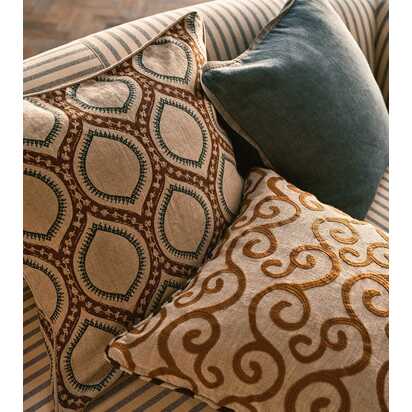 OKA | Prisha Cushion Cover - Burnt Orange/Air Force Blue | Cushion Cover