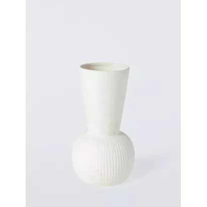 John Lewis Totum Ceramic Vase, H28cm, White White | 28 x 15 x 15 cm
