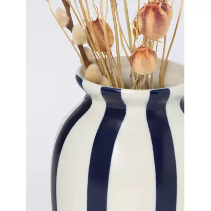 John Lewis Hand Painted Striped Stoneware Vase, H18cm Navy | 18 x 12.5 x 12.5 cm