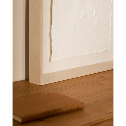 Olvin abstract picture on white recycled paper with hand-crafted reliefs 44 x 94 cm