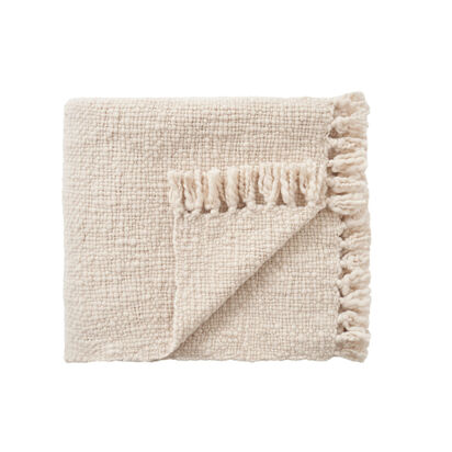 Loaf 170 x 180cm Wefty Wool Blanket in Chalk