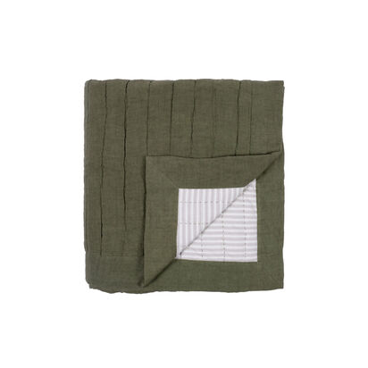 Loaf 200 x 230cm Easy Squish Linen Quilt in Green Wool Texture Cushion