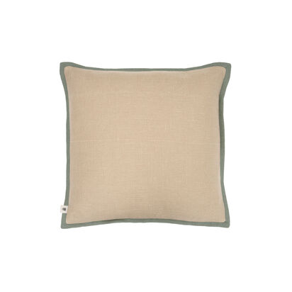 Loaf | Bordy Edge Natural | 43 x 43 cm Linen Cushion | Teal