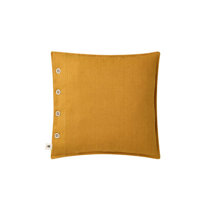 Loaf 43cm x 43cm Easy Buttons Linen Cushion in Yellow