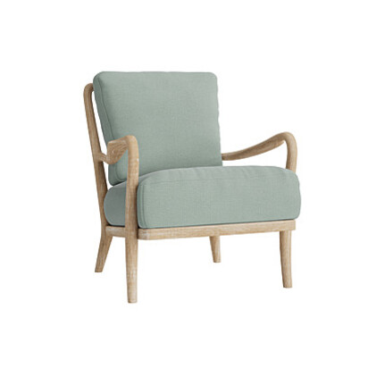 Loaf Easins Accent Chair in Whitewashed Oak in Green Twill - Mint Choc Chip