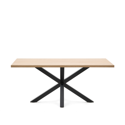 Argo table in melamine with natural finish and steel legs with black finish 180 x 100 cm