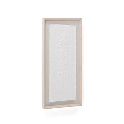 Olvin abstract picture on white recycled paper with hand-crafted reliefs 44 x 94 cm