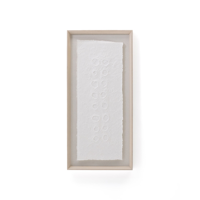 Olvin abstract picture on white recycled paper with hand-crafted reliefs 44 x 94 cm