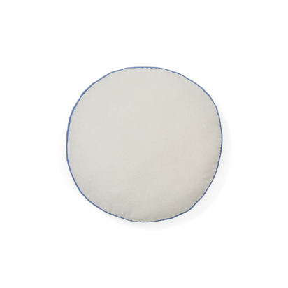 Saya white and blue, round cotton cushion, Ã˜ 40 cm