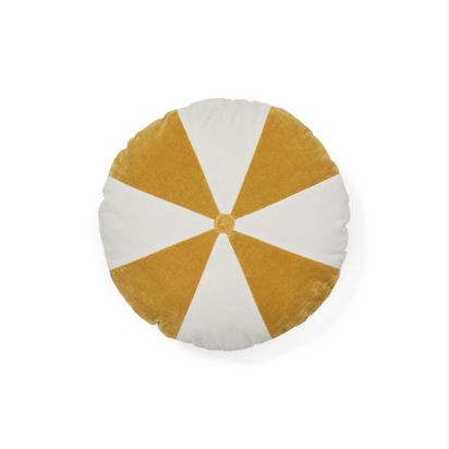 Odet white and mustard-coloured, round cotton cushion, Ã˜ 45 cm