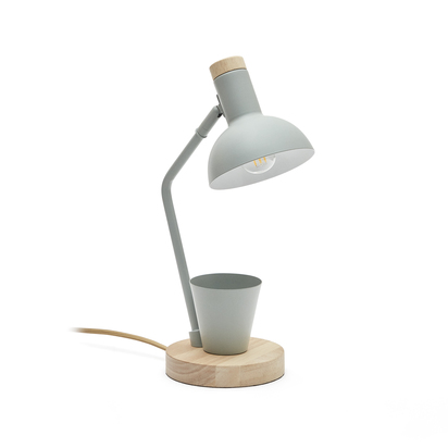 Katia desk lamp in wood and green metal UK