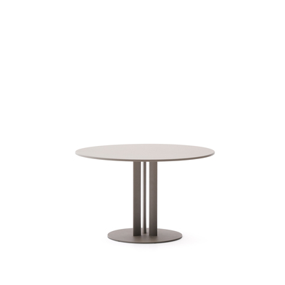 Sedalis round outdoor table in steel with taupe aluminium top Ã˜80cm