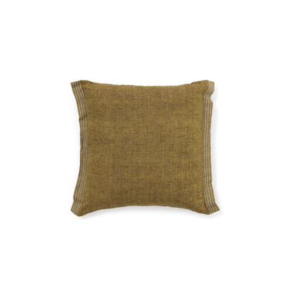 Niven mustard 100% melange linen cushion cover with side stripes 45 x 45cm