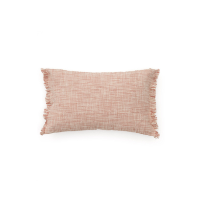 Mirea terracotta cotton jacquard cushion cover with fringing 40 x 60cm