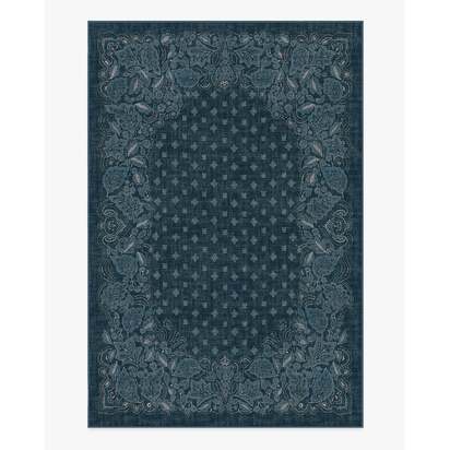 Prato Midnight Blue Flatwoven Rug - 200 x 290 cm - Rug + Cushioned Pad System