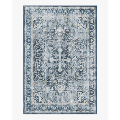 Kamran Admiral Blue Flatwoven Rug - 200 x 290 cm - Rug + Cushioned Pad System