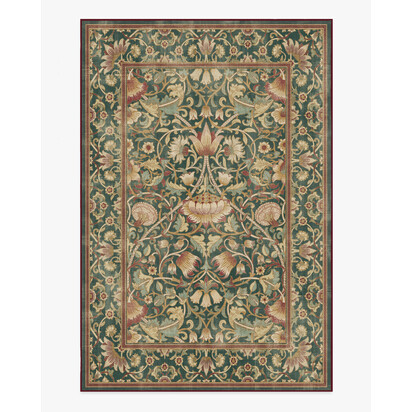 Lodden Soft Evergreen & Gold Flatwoven Rug by Morris & Co. - 200 x 290 cm - Rug + Cushioned Pad System