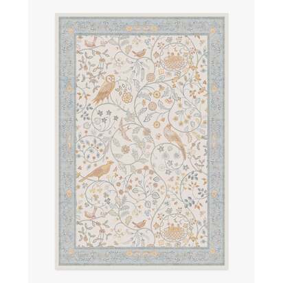 Newill Ivory & Blue Flatwoven Rug by Morris & Co. - 200 x 290 cm - Rug + Cushioned Pad System