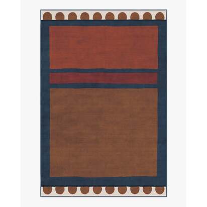 Nina Indigo & Rust Flatwoven Rug by Jungalow - 200 x 290 cm - Rug + Cushioned Pad System