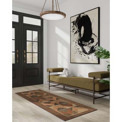 Ember Copper & Brown Flatwoven Rug - 200 x 290 cm - Rug + Cushioned Pad System