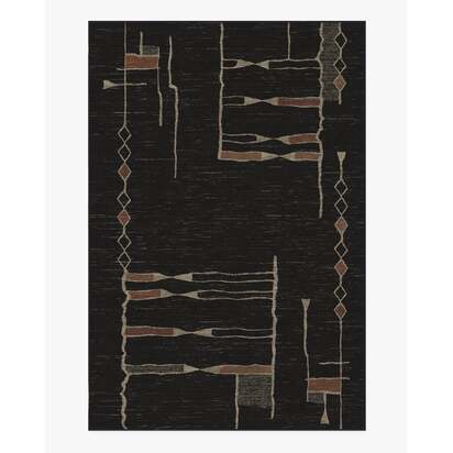 Nisa Ink Black Flatwoven Rug by Architectural Digest - 200 x 290 cm - Rug + Cushioned Pad System