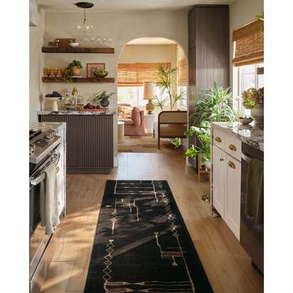 Nisa Ink Black Flatwoven Rug by Architectural Digest - 200 x 290 cm - Rug + Cushioned Pad System