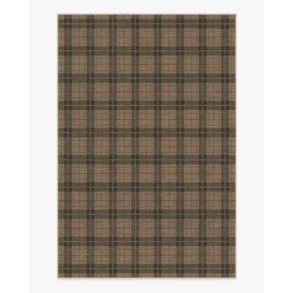 Alfie Plaid Natural & Green Flatwoven Rug - 200 x 290 cm - Rug + Cushioned Pad System