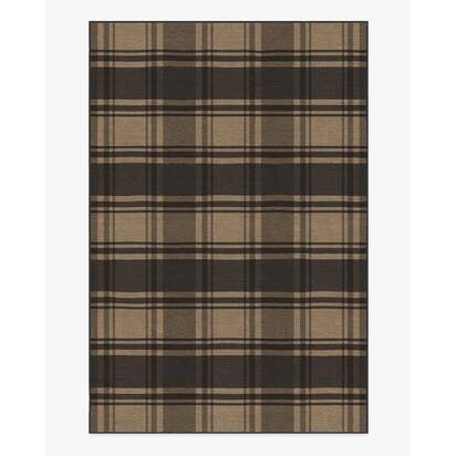 Easton Plaid Charcoal & Natural Flatwoven Rug - 200 x 290 cm - Rug + Cushioned Pad System