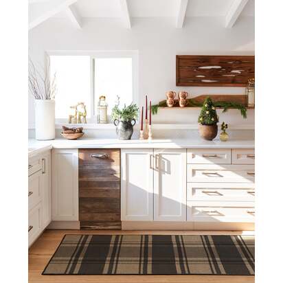 Easton Plaid Charcoal & Natural Flatwoven Rug - 200 x 290 cm - Rug + Cushioned Pad System