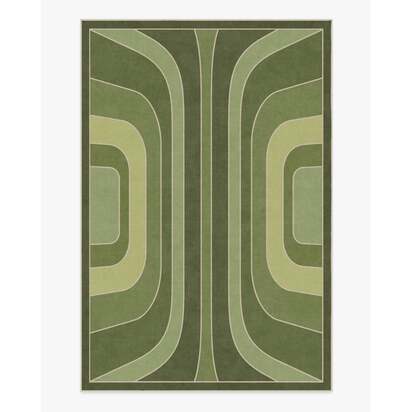 Paradox Green Flatwoven Rug by Jonathan Adler - 200 x 290 cm - Rug + Cushioned Pad System