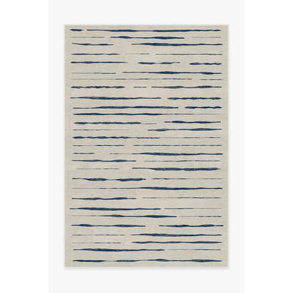 Talas Stripe Indigo Flatwoven Rug - 200 x 290 cm - Rug + Cushioned Pad System