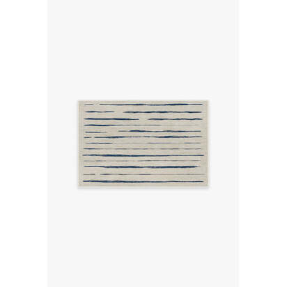 Talas Stripe Indigo Flatwoven Rug - 200 x 290 cm - Rug + Cushioned Pad System