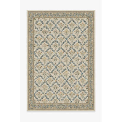 Bellflowers Ivory & Gold Flatwoven Rug by Morris & Co. - 200 x 290 cm - Rug + Cushioned Pad System