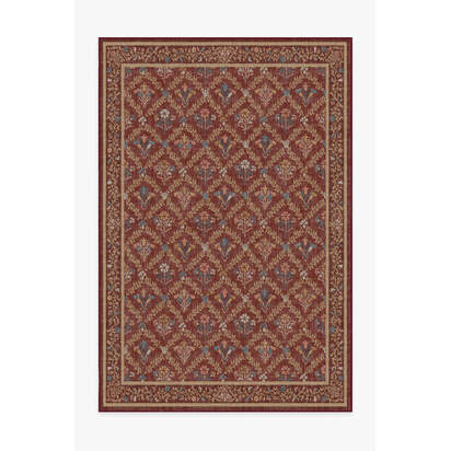 Bellflowers Amber Red Flatwoven Rug by Morris & Co. - 200 x 290 cm - Rug + Cushioned Pad System