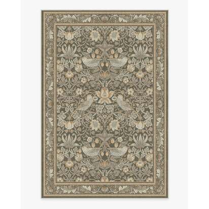Strawberry Thief Stone Gold Flatwoven Rug by Morris & Co. - 200 x 290 cm - Rug + Cushioned Pad System