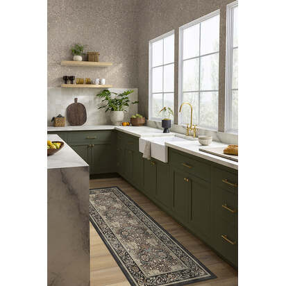 Honeysuckle & Tulip Dark Wood Flatwoven Rug by Morris & Co. - 200 x 290 cm - Rug + Cushioned Pad System