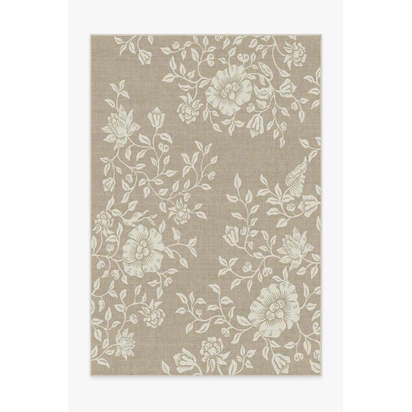 Mallow Flower Natural Stone Flatwoven Rug by Morris & Co. - 200 x 290 cm - Rug + Cushioned Pad System